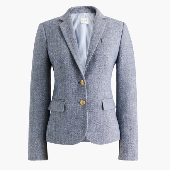 J. Crew Jackets & Blazers - NEW J. Crew Herringbone Wool Blend Schoolboy Blazer in Blue, Size 14